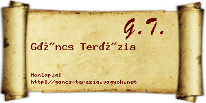 Gáncs Terézia névjegykártya